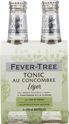FEVER-TREE REFRESHINGLY LIGHT CUCUMBER  TONIC WATER  4X200ML