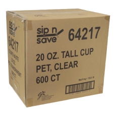 20oz Unwrapped Clear PET Tall Cup