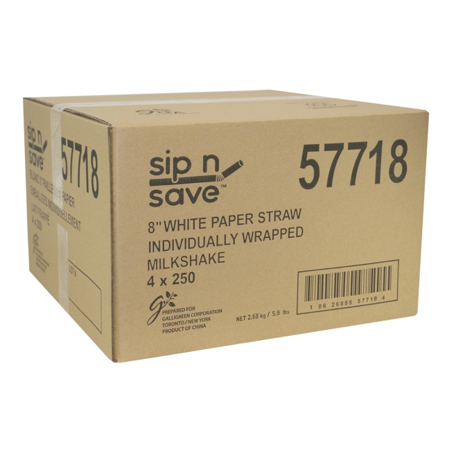 Sip N Save 10 mm Dia White Milkshake Paper Straw