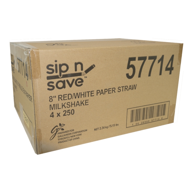Sip N Save 8 mm Dia Red and White Regular Paper Straw