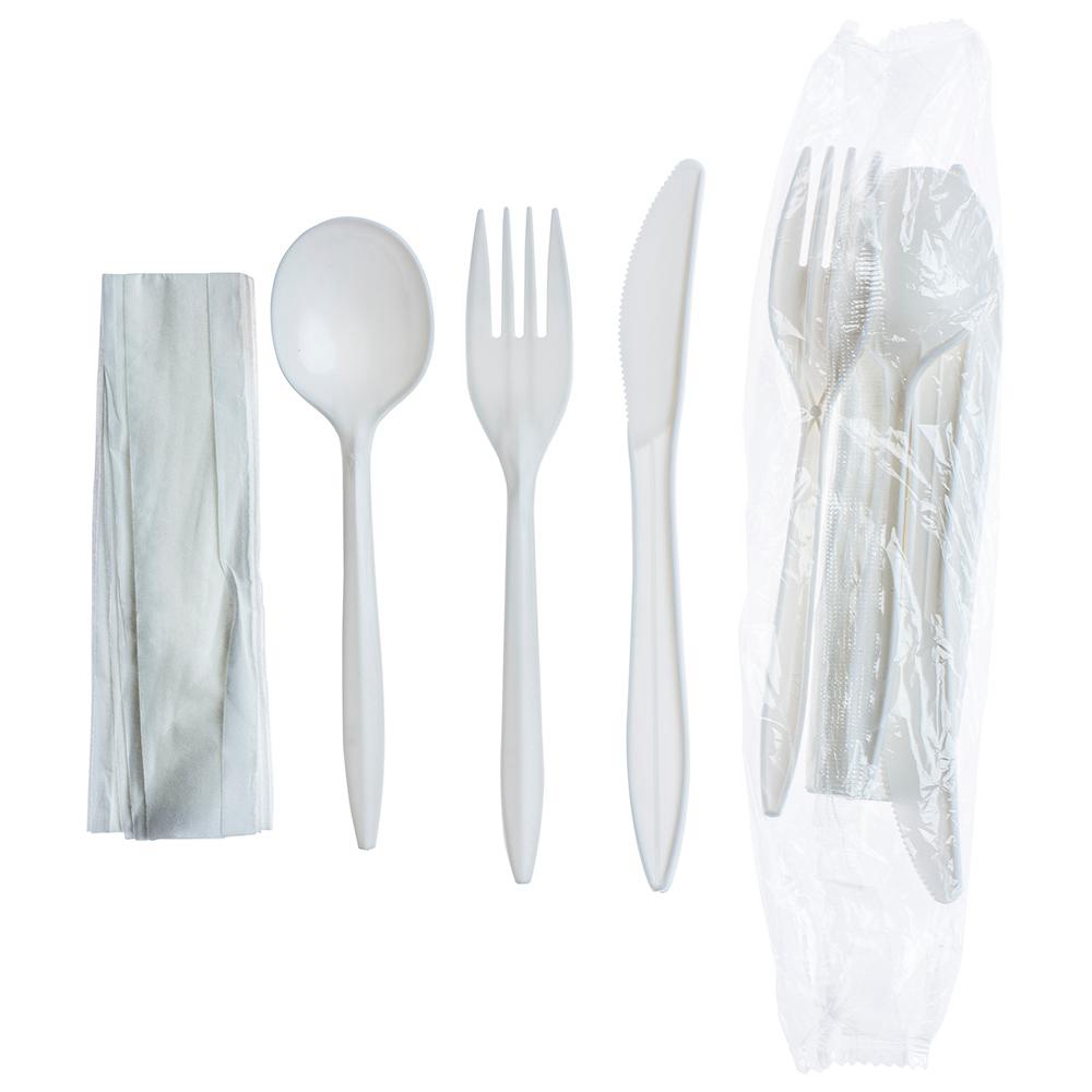 Polypropylene Knife/Fork/Soup Spoon/Napkin Food Kit