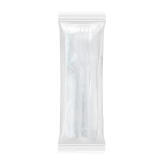 FOOK KIT PP WHITE FORK/KNIFE/TEASPOON/NAPKIN