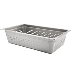 304 Stainless Steel Heavy Weight Anti Jamming Perforated Full Size Steam Table Pan, 6 inch Deep