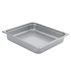 304 Stainless Steel 24 Gauge Medium Weight Anti Jamming Two Third Size Steam Table Pan, 2.5 inch Deep