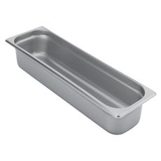 304 Stainless Steel 22 Gauge Half Size Heavy Weight Long Steam Table Pan, 4 inch Deep