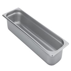 304 Stainless Steel 22 Gauge Half Size Heavy Weight Long Steam Table Pan, 6 inch Deep