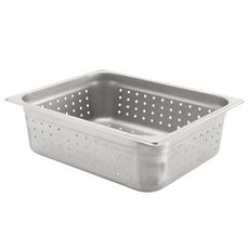 304 Stainless Steel 22 Gauge Half Size Perforated Steam Table Pan, 4 inch Deep
