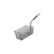Rectangular Wire Fry Basket with Green Plastic Handle, 13 x 5.5 x 5.5 inch