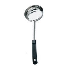 Stainless Steel One-Piece Solid Portioner with Black Handle, 8 Ounce Capacity