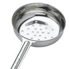 Stainless Steel One-Piece Perforated Portioner with Black Handle, 8 Ounce Capacity