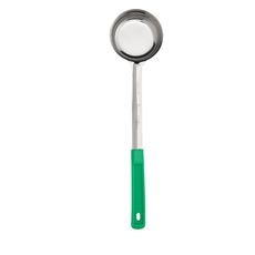 Stainless Steel One Piece Portioner with Green Handle, 4 Ounce Capacity