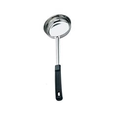 Stainless Steel One-Piece Solid Portioner with Black Handle, 6 Ounce Capacity
