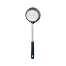 Stainless Steel One-Piece Perforated Portioner with Black Handle, 6 Ounce Capacity