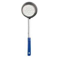 Stainless Steel One-Piece Perforated Portioner with Blue Handle, 8 Ounce Capacity