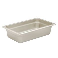 304 Stainless Steel 25 Gauge Anti Jamming One Fourth Size Steam Table Pan, 2.5 inch Deep