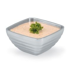 47619 Stainless Steel Beehive Pattern Square Double-Wall Serving Bowl, 0.75 Quart Capacity