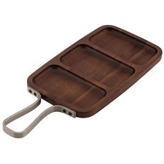 Acacia Wood Rectangle 3 Sections Serving Board, 12 x 7 inch