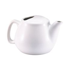 Porcelain White Teapot with Strainer, 16 Ounce Capacity