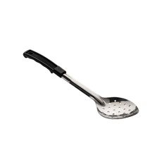 Conventional Stainless Steel Perforated Serving Spoon with Black Plastic Handle, 13 inch