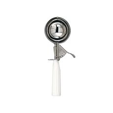 Stainless Steel Size 6 Standard Disher with White Handle, 4.86 Ounce Capacity