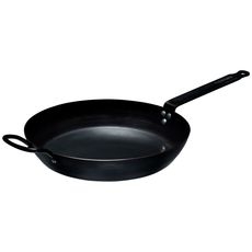 Thermalloy Black Carbon Steel Fry Pan with Helper Handle, 11.8 x 2.25 inch