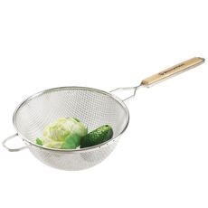 Tinned Steel Medium Double Mesh Strainer, 8 inch Bowl