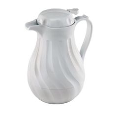 White Swirl Insulated Beverage Server with Push Button, 40 Ounce Capacity
