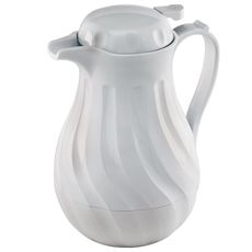 White Swirl Insulated Beverage Server with Push Button, 64 Ounce Capacity