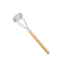 Stainless Steel Round Face Masher with Hardwood Handle, 18 inch Length