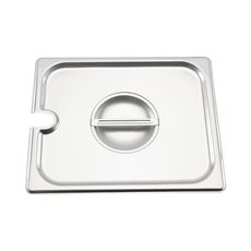 304 Stainless Steel Notched Half Size Steam Table Pan Cover, 12.8 x 10.4 inch