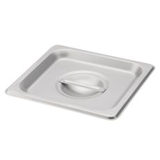 304 Stainless Steel Solid One Sixth Size Steam Table Pan Cover, 7 x 6.4 inch