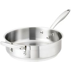 Thermalloy Stainless Steel Saute Pan with Helper Handle, 4 Quart Capacity