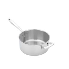 Thermalloy Stainless Steel Tri-Ply Sauce Pan with Helper Handle, 5 Quart Capacity