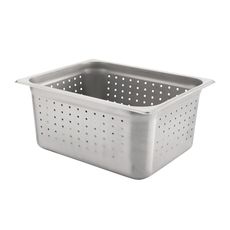 304 Stainless Steel 24 Gauge Anti Jamming Perforated Half Size Steam Table Pan, 6 inch Deep