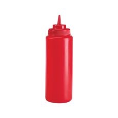 Polyethylene Red Wide Mouth Squeeze Dispenser, 24 Ounce Capacity