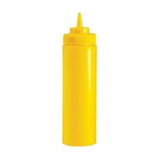 Polyethylene Yellow Wide Mouth Squeeze Dispenser, 24 Ounce Capacity