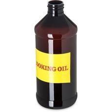 381613 Amber Bottle with Cooking Oil Label, 16 Ounce Capacity