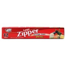 Large Zipper Storage Bag, 12 count