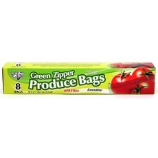 Large Green Zipper Produce Bag, 8 count