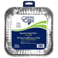 Square Cake Pan with Plastic Lid, 2 count