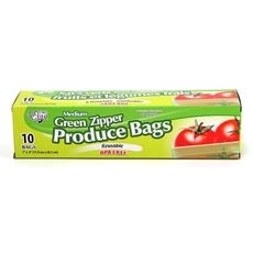 Medium Green Zipper Produce Bag, 10 count
