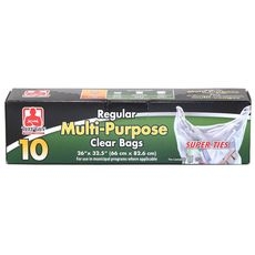 Clear Super Ties Multi-Purpose Garbage Bag, 10 count