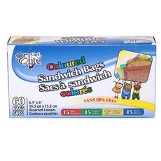 Red Green Yellow Blue Zipper Sandwich Bag, 60 count