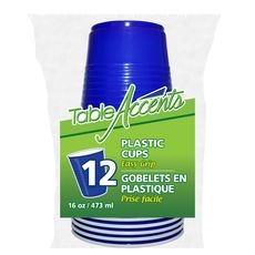 Easy Grip 16 Ounce Blue with White Interior Plastic Cup, 12 count