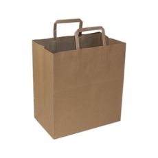 120 GSM Kraft Paper Shopping Bag with Flat Handle, 15 x 7.1 x 13 inch