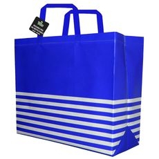 Blue and White Reusable Bag, 16 x 6 x 13 inch