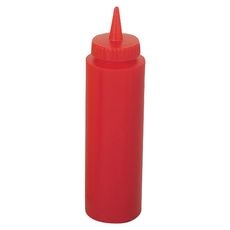 Polyethylene Red 12 Ounce Squeeze Dispenser Set, set of 6