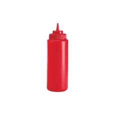 Polyethylene Red 16 Ounce Wide Mouth Squeeze Bottle, set of 6