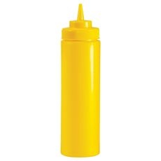 Polyethylene Yellow 32 Ounce Wide Mouth Squeeze Bottle, set of 6
