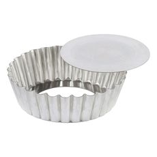Tin Plate Round Fluted Cake Mold with Removable Bottom, 3.1 inch x 1.2 inch Height Cavity